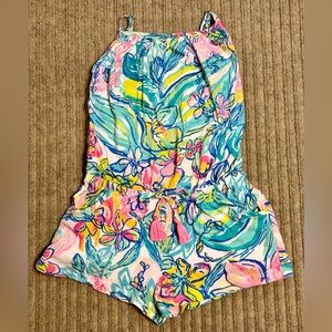 Lilly Pulitzer - Girls Adjustable Short Floral Tassel Romper, Size - XS (2-3)